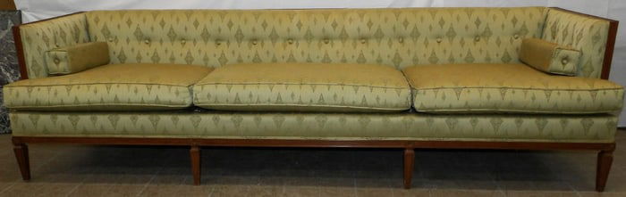 Mid Century Modern Cherry Upholstered Sofa By Clyde Pearson