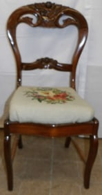 Victorian Walnut Needlepoint Seat Side Chair