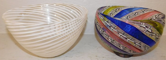 Two Art Glass Bowls - One Artist Signed
