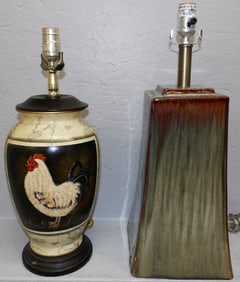 Painted Porcelain Lamp & Pottery Lamp