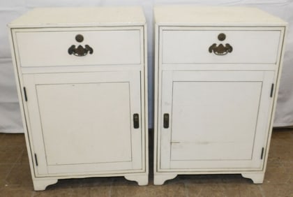 Two Painted Oriental Night Stands