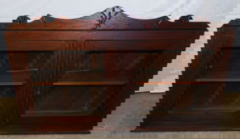 Antique Oak Two Glass Door Hanging Cabinet