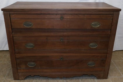 Antique Walnut Three Drawer Chest