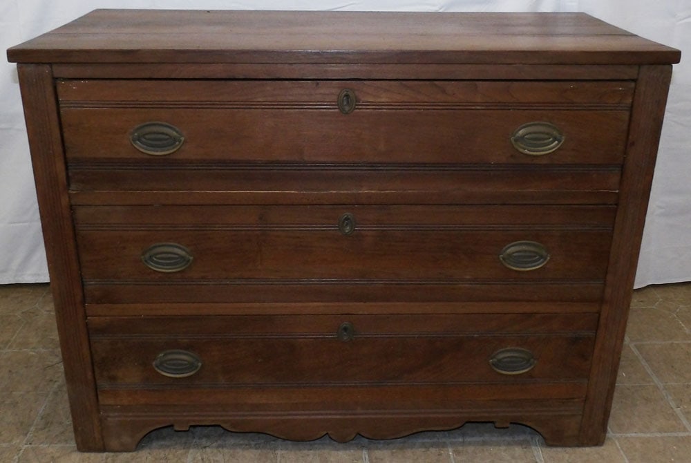 Antique Walnut Three Drawer Chest (1 of 3)