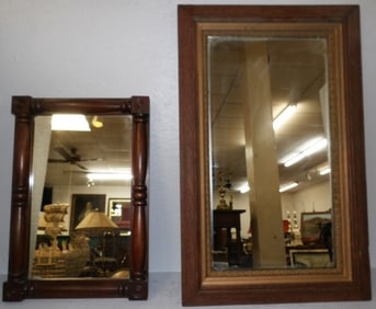 Antique Oak Framed Mirror And Antique Mahogany Framed Mirror
