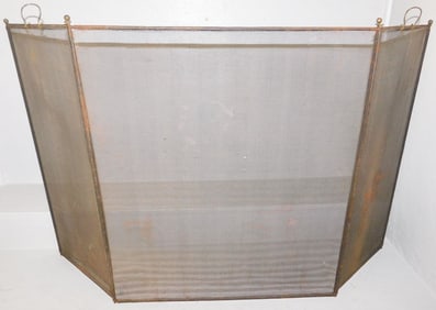 Antique Mesh & Brass Folding Fire Screen
