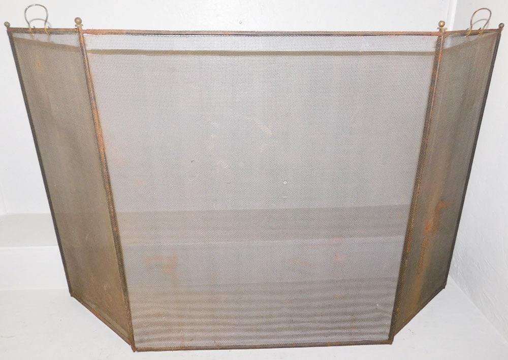 Antique Mesh & Brass Folding Fire Screen (1 of 3)