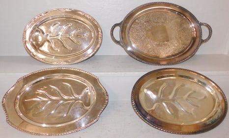 Lot Four Silver Plate Trays