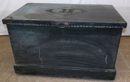 Antique Painted Blue Pine Blanket Chest