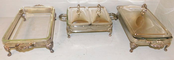 Three Silver Plate Warming Stands