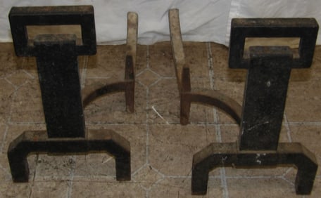 Pair Antique Cast Iron Andirons