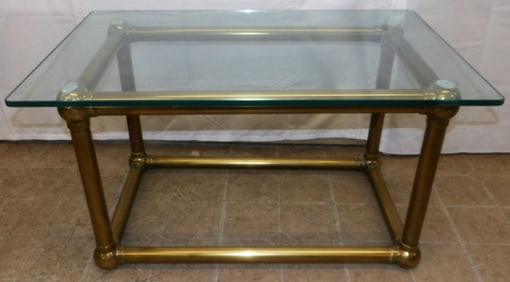 Brass Glass Top End Table