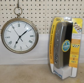 Pottery Barn Hanging Wall Clock & Automatic Switcher