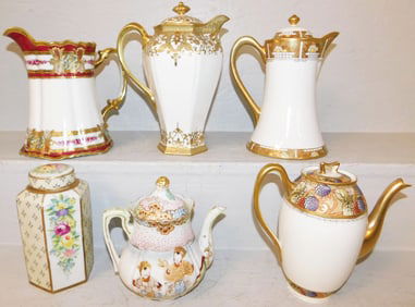 Lot Six Nippon Hand Painted Porcelain Items