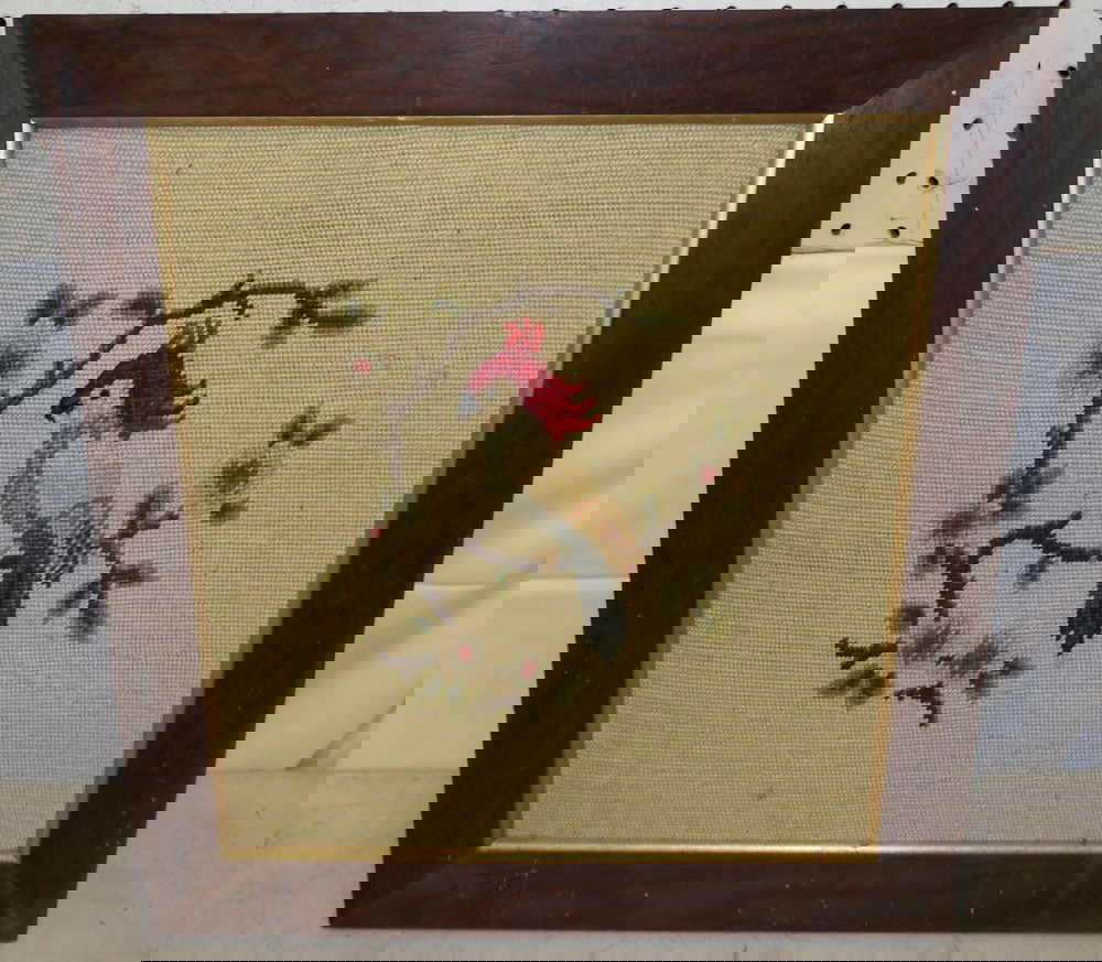 Walnut Framed Needlework: Walnut Framed Needlework. 19" X 17 3/4" ALL DESCRIPTIONS AND ANY CONDITION STATEMENT GIVEN BY LANGSTON AUCTION GALLERY ARE STRICTLY OPINIONS AND LANGSTON'S SHALL HAVE NO RESPONSIBILITY FOR ERRORS OR O