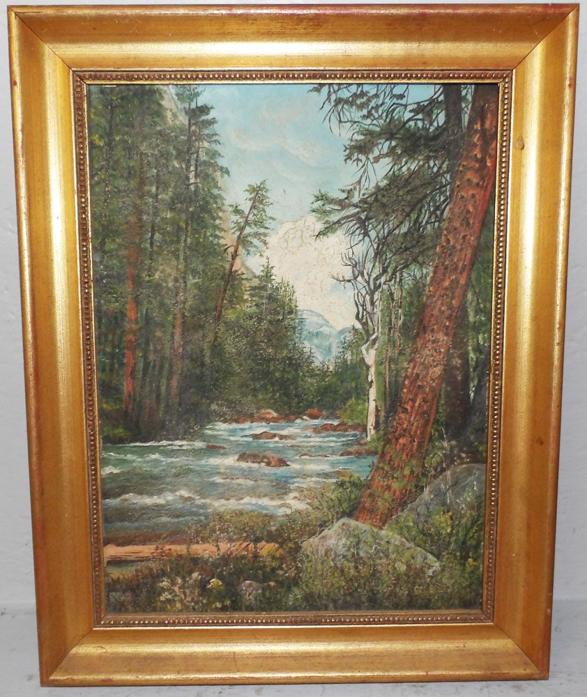 Framed Oil On Board Stream Scene (1 of 3)