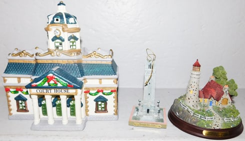 Christmas Village House & Thomas Kinkade Lighthouse - NC State Ornament