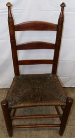 Antique Cherry Ladder Back Rush Bottom  Side Chair