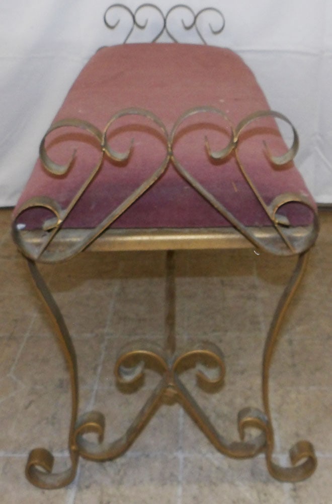Painted Wrought Iron Upholstered Top Bench (1 of 1)