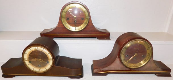 Three Antique Mahogany Head & Shoulder Shelf Clocks
