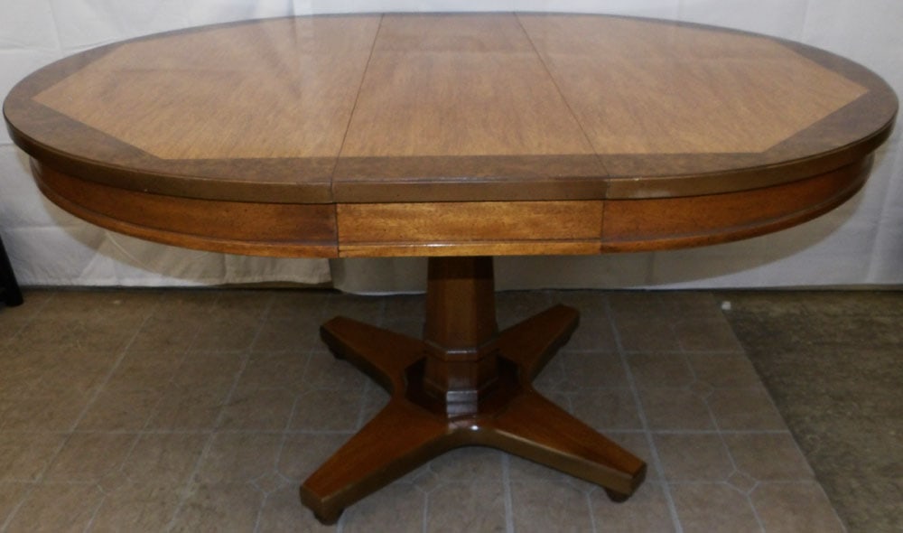 Round Walnut Dining Table With One Leaf (1 of 4)