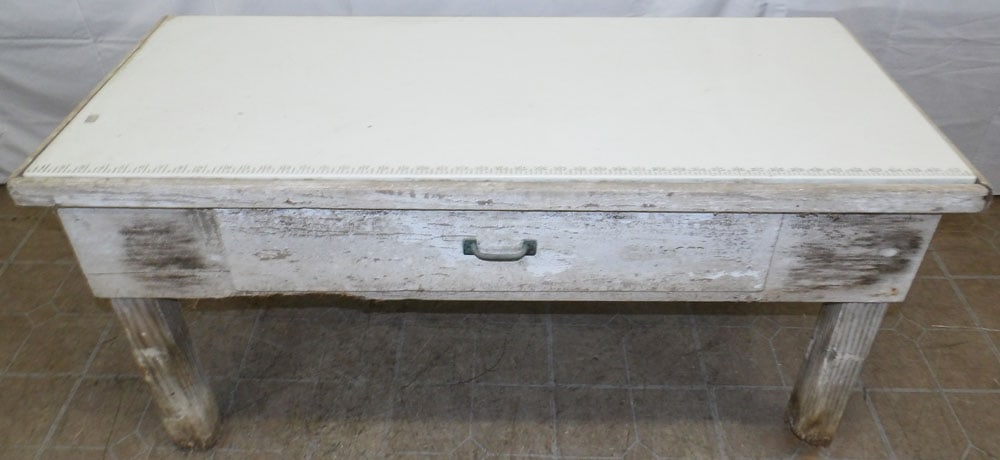 Antique Pine Glass Top Candy Factory Table (1 of 7)