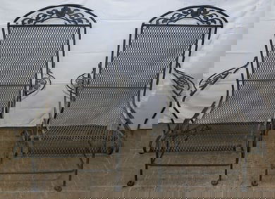 Pair Wrought Iron Outdoor Chairs