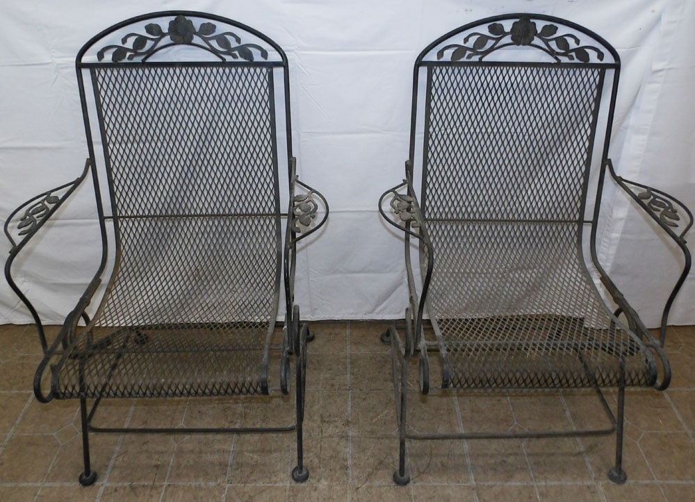 Pair Wrought Iron Outdoor Chairs (1 of 5)