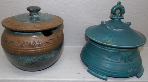 Two Pottery Covered Tureens - Signed