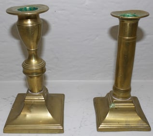 Two Antique Brass Candlesticks