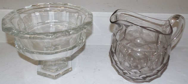 Antique Glass Pitcher & Compote