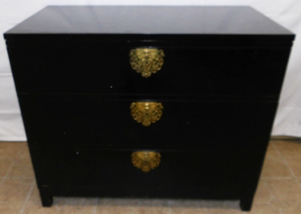 Black Lacquered Three Drawer Chest By Drexel (1 of 8)