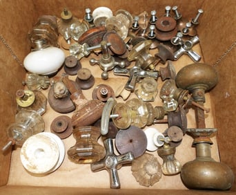 Lot Antique Furniture Glass & Wooden Knobs