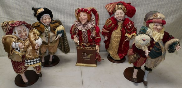 Lot Five Jester Dolls
