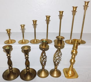 Lot Brass Candlesticks