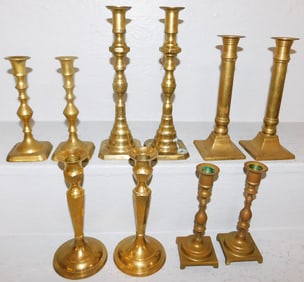 Lot Brass Candlesticks