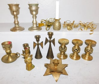 Lot Brass Candlesticks