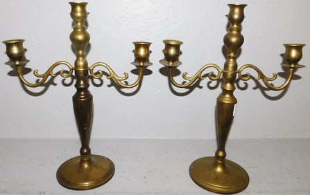 Pair Brass Candelabras