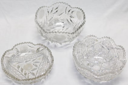 Three Cut Glass Bowls