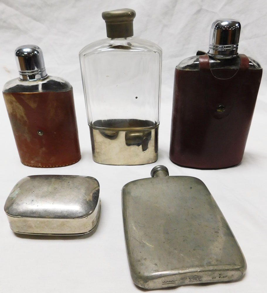 Antique Pewter Flask & Misc. Flask (1 of 3)