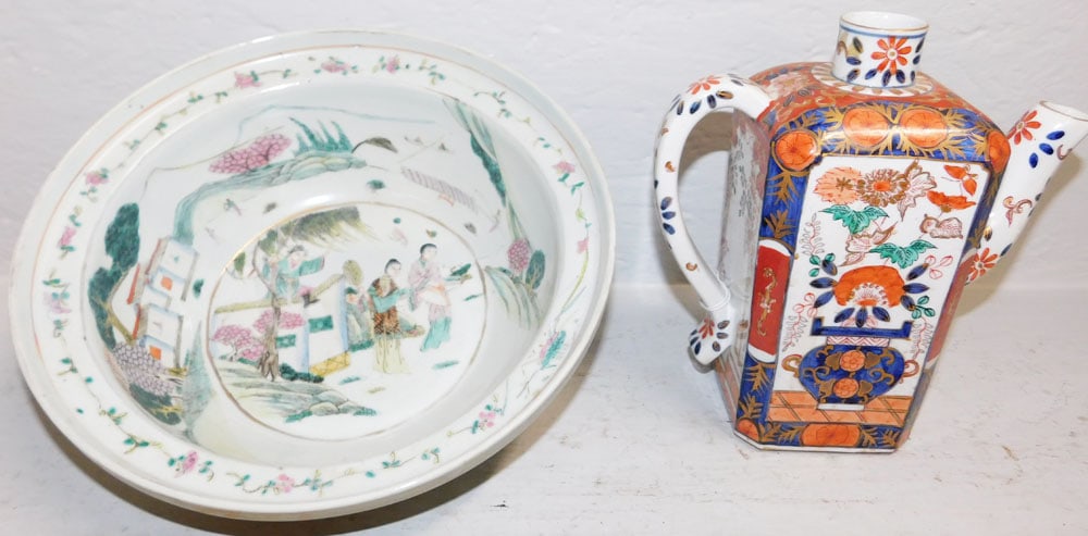 19th Century Oriental Porcelain Bowl, (Restored) & Imari Style Pitcher (1 of 6)