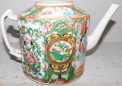 Antique Rose Medallion Tea Pot, (Missing Lid)