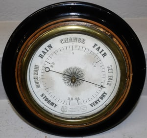 Antique Brass & Ebonized Case Metallic Barometer