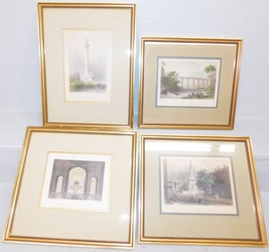 Four Framed Hand Colored Engravings