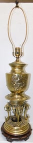 Oriental Brass Lamp with Elephant Trunk Form Base