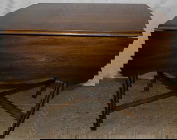 Cherry Stretcher Base Drop Leaf One Drawer Table by Statton