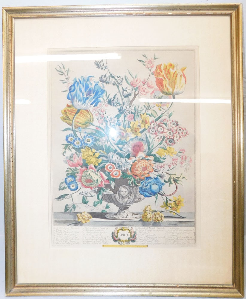 Framed Hand Colored Month Engraving  (1 of 4)