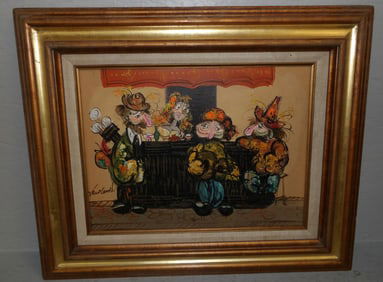 Framed Folk Art Oil on Canvas