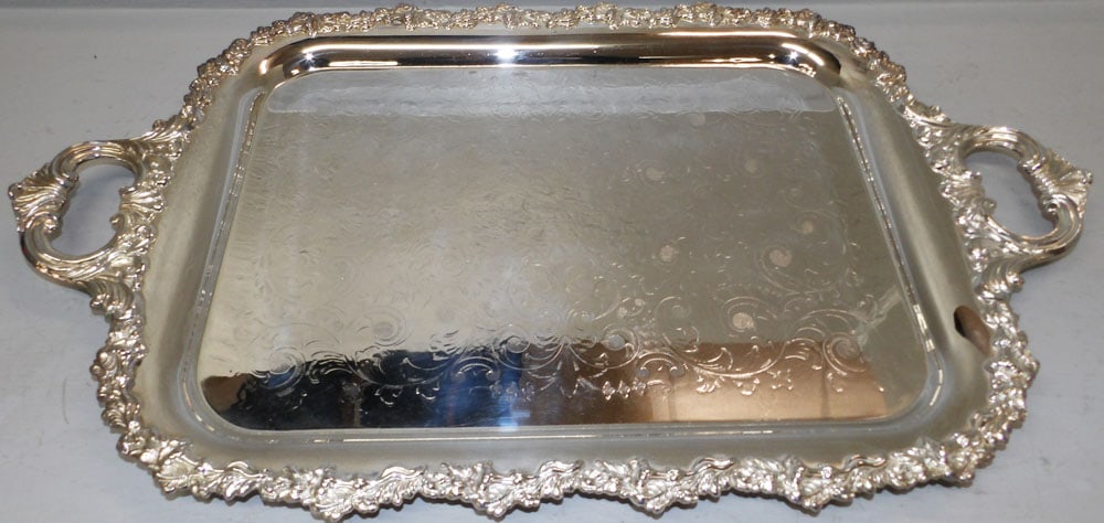 Ornate Silver on Copper Serving Tray by Cheltenham & Co. (1 of 5)