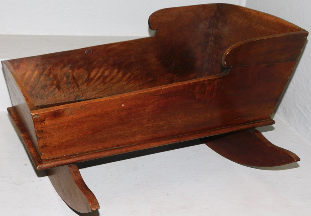 Antique Walnut Child's Doll Cradle  (1 of 8)